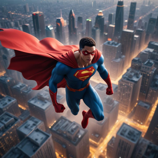 Hope Takes Flight: A Black Superman Soars Over the City