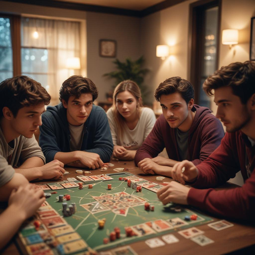 Friends Gather for a Night of Intense Board Game Fun