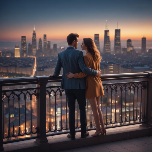 City Lights, City Dreams: A Romantic Sunset Moment