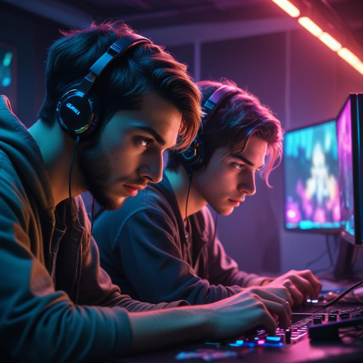 Neon Lights, Focused Eyes: The Intensity of Competitive Gaming