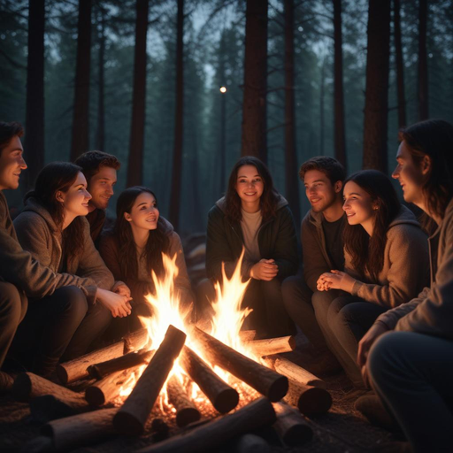 Campfire Tales: Friends Gather Under the Stars