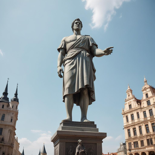 Contemplating the Past: A Grand Statue in a City Square