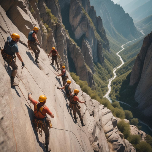 Tiny Figures Against a Mighty Mountain: Climbers Conquer a Steep Descent