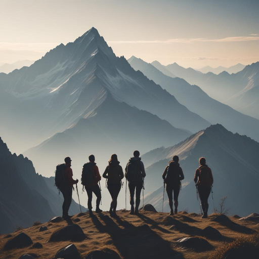 Silhouetted Hikers Witness a Breathtaking Sunset Panorama