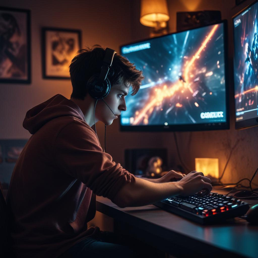 Lost in the Game: A Gamer’s Intense Focus