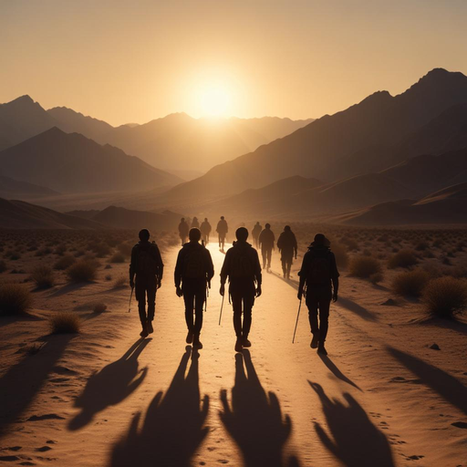 Silhouettes of Hope: Adventurers Embrace the Setting Sun