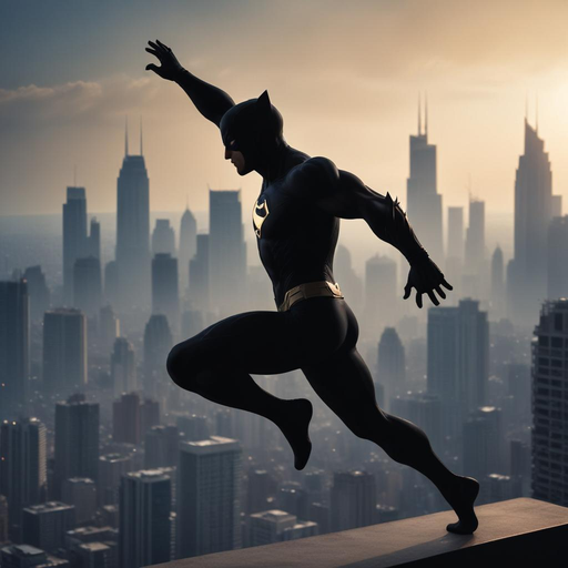 Heroic Silhouette: Batman Races Against the Dawn