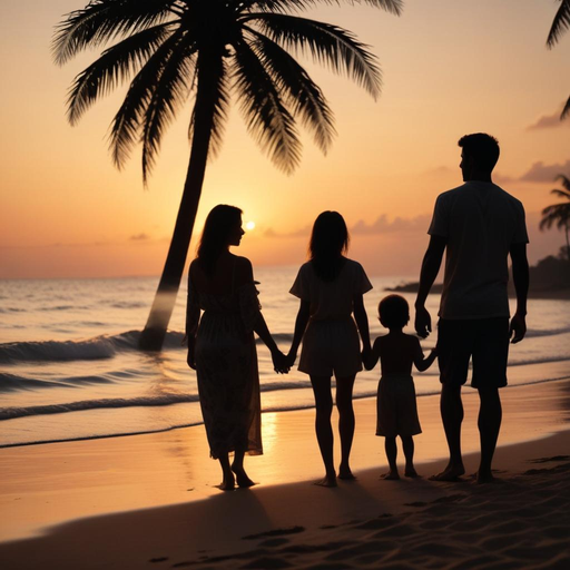 Silhouettes of Hope: A Family’s Sunset Embrace