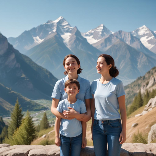 Family Harmony Against a Majestic Mountain Range