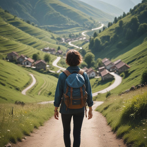 A Hiker’s Journey Through Tranquil Mountain Valley