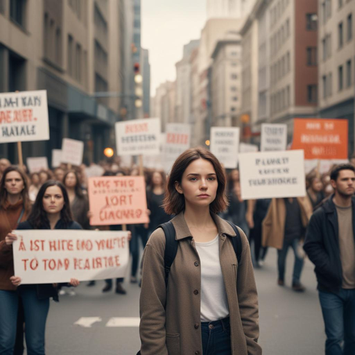 One Woman, One Message: A Moment of Determination in the Crowd