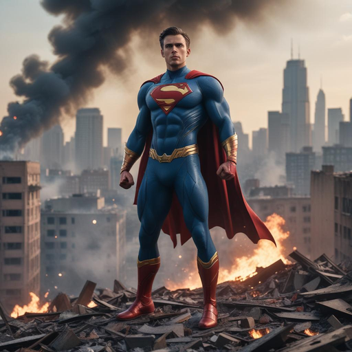 Superman Amidst the Ashes: A City in Ruin