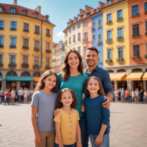 Family Fun in the European City Square