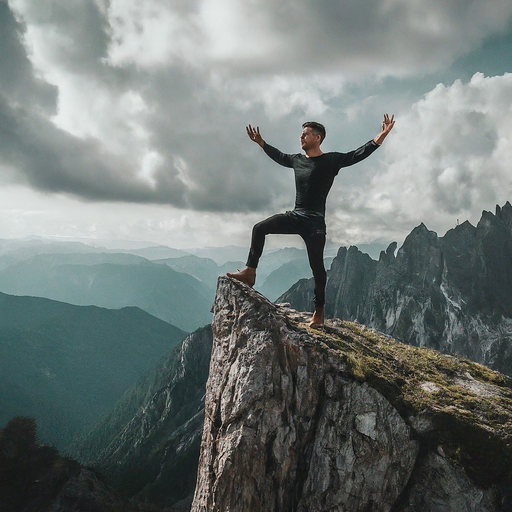 Conquering the Summit: A Moment of Triumph and Awe