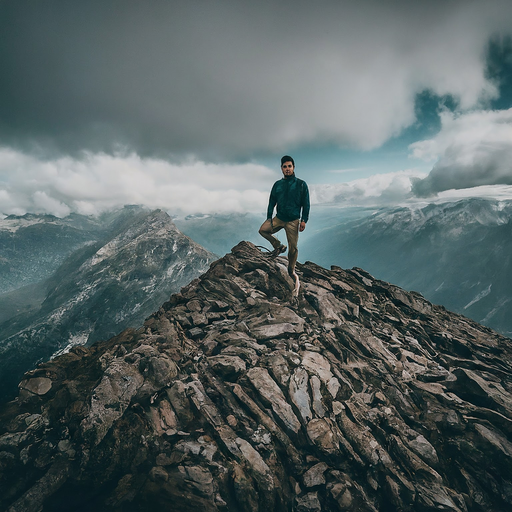 A Hiker’s Solitude Amidst Dramatic Clouds