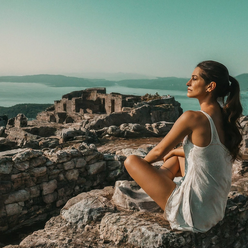 Tranquility Amidst Ruins: A Moment of Peace by the Lake