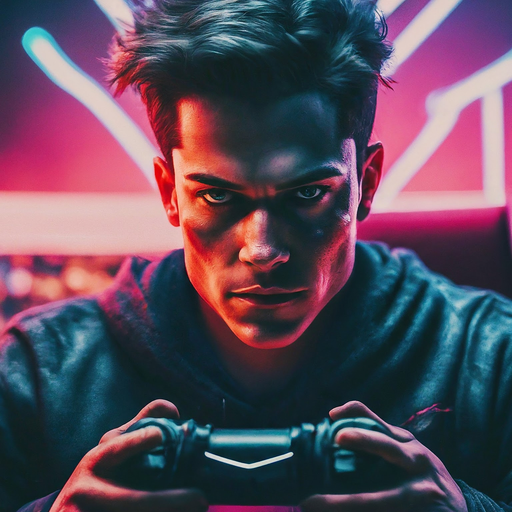 Immersed in the Neon Glow: A Gamer’s Focused Intensity