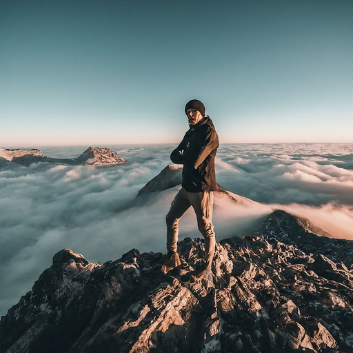 A Solitary Figure Above the Clouds