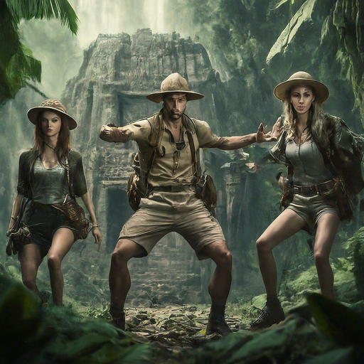 Uncharted Jungle: Three Adventurers on the Brink of Discovery