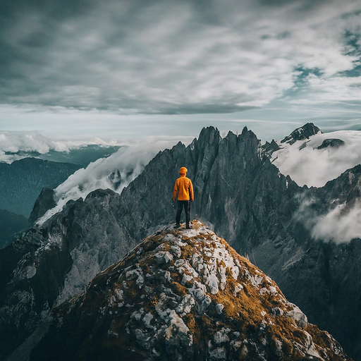 A Lone Hiker Contemplates the Vastness of Nature