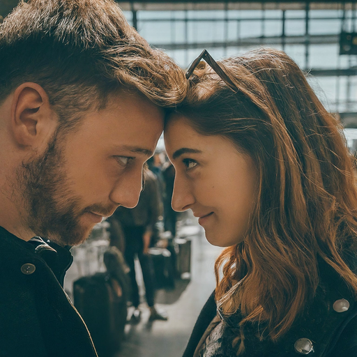 A Moment of Intimacy: Young Love at the Airport