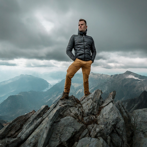 A Solitary Figure Against the Majestic Peaks