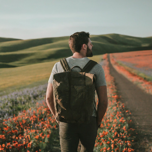 A Solitary Journey Through Tranquil Fields