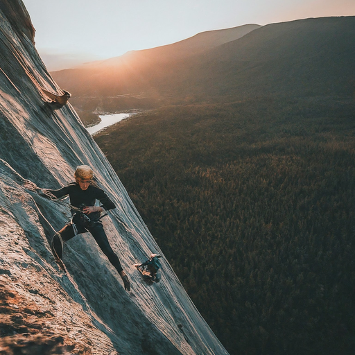 A Climber’s Silhouette Against the Setting Sun