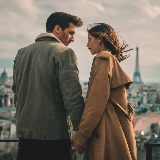 Parisian Romance: A Silhouette of Love Against the Eiffel Tower