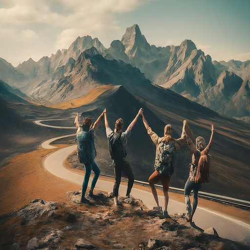 Adventure Awaits: Silhouetted Figures on a Mountaintop