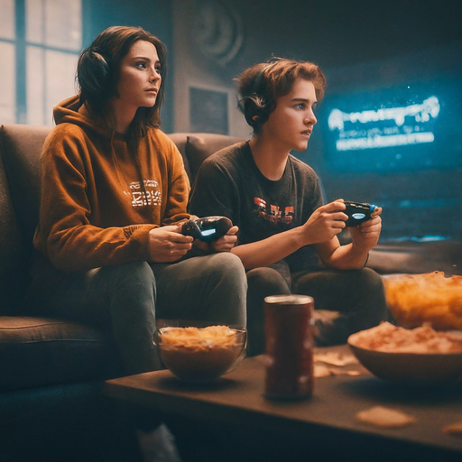 Cozy Night In: Couple’s Playful Video Game Session