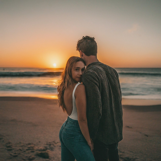 Silhouettes of Love at Sunset