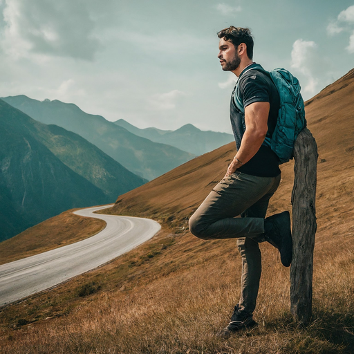 A Solitary Hiker Embraces the Mountain’s Majesty