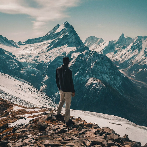 A Moment of Solitude Amidst Majestic Peaks