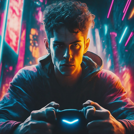 Neon Glow, Intense Focus: A Cyberpunk Gamer’s World