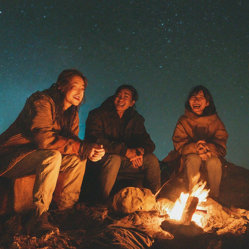 Campfire Laughter Under a Starry Sky