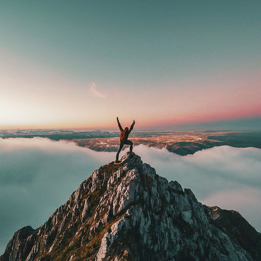 Triumphant Silhouette Against a Sea of Clouds