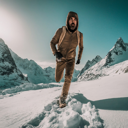 Lost in the Majesty: A Man Contemplates the Snowy Peaks