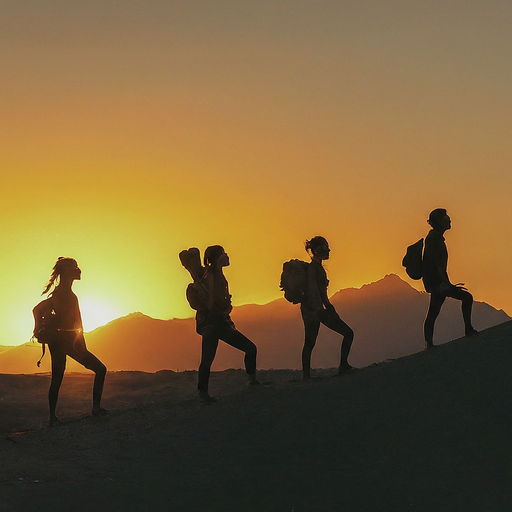 Silhouettes of Hope Against a Sunset Sky