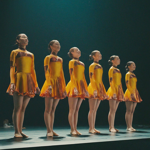 Anticipation on Stage: Young Women in Yellow Dresses Command Attention