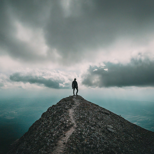 A Solitary Figure Contemplates the Vastness of Nature