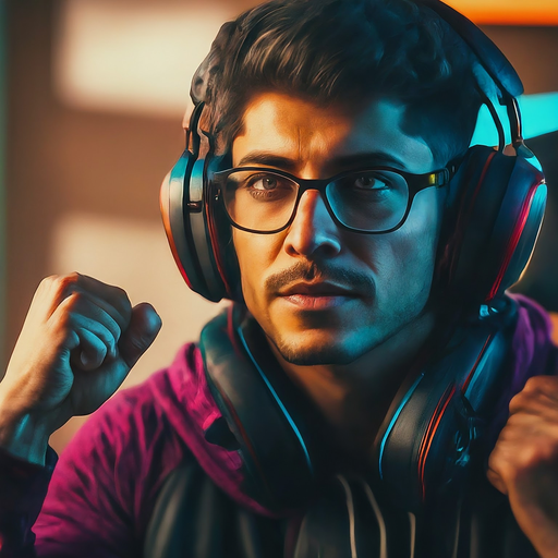 Fueled by Passion: A Gamer’s Intensity in Blue and Orange