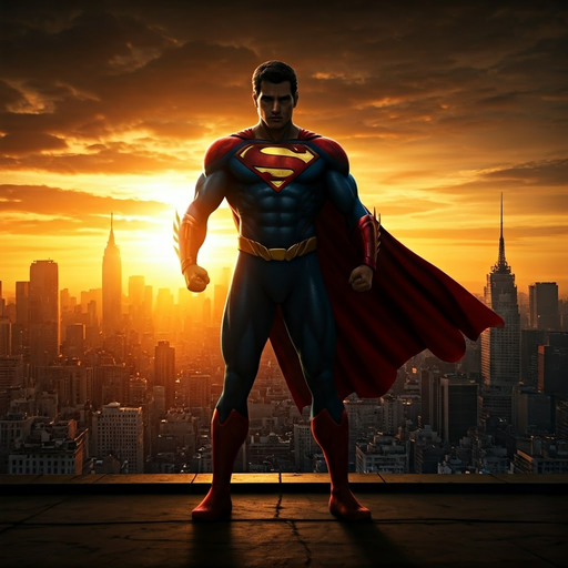 Superman’s Silhouette: A Symbol of Hope Against the Setting Sun