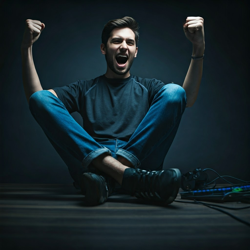 Victory Dance! Gamer Celebrates Epic Win