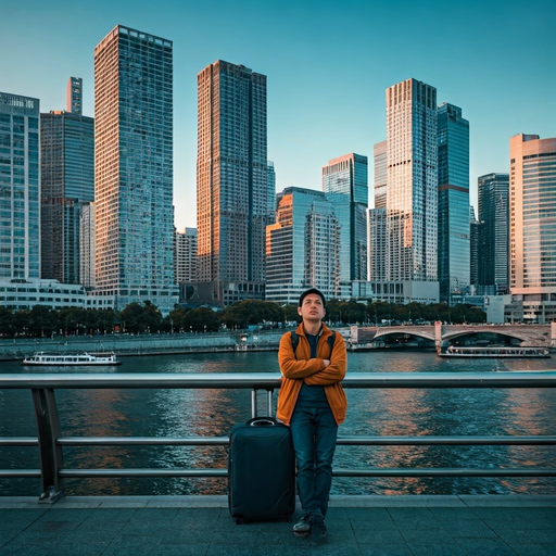 Silhouetted Against the City, a Moment of Solitude