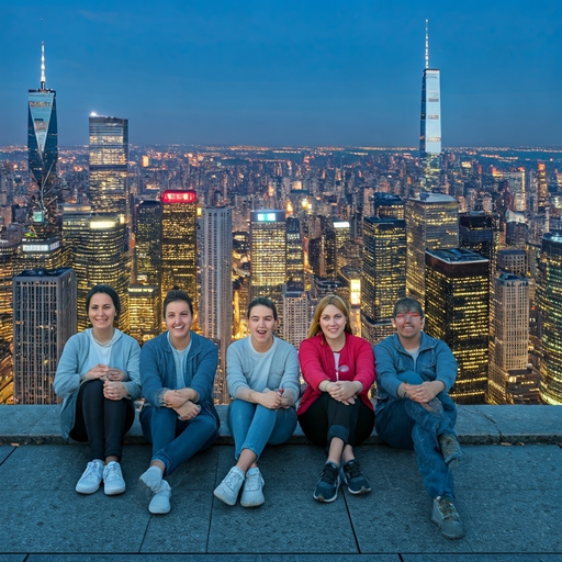 City Lights, Rooftop Dreams: Friends Embrace the Twilight