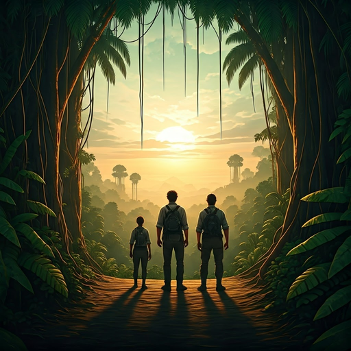 Silhouettes of Adventure: A Sunset in the Jungle