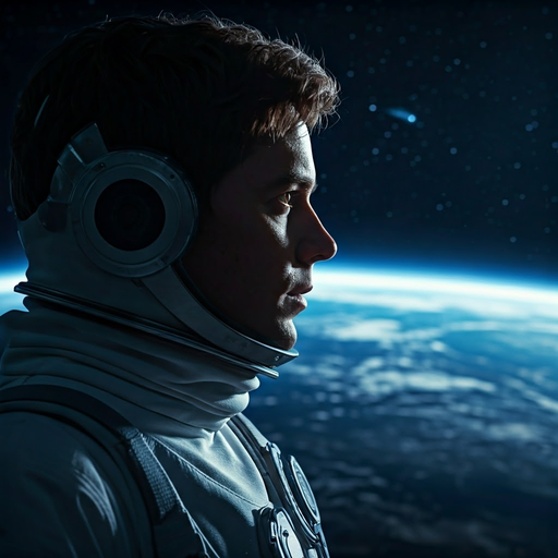 A Moment of Awe: Astronaut Gazes at Earth from the Vastness of Space