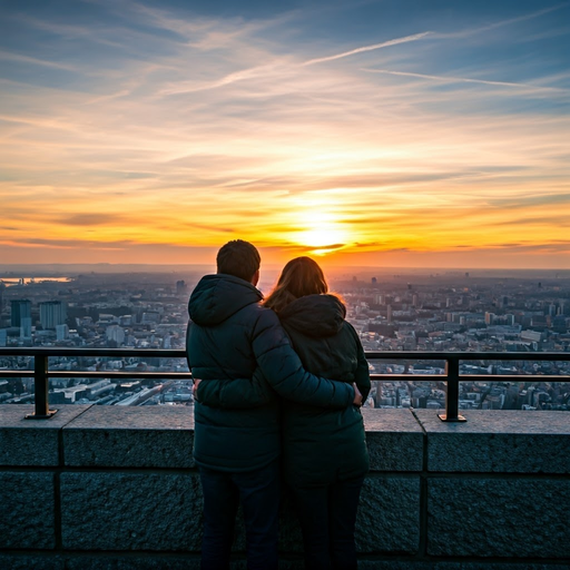 Silhouettes of Love Against a Vibrant Sunset