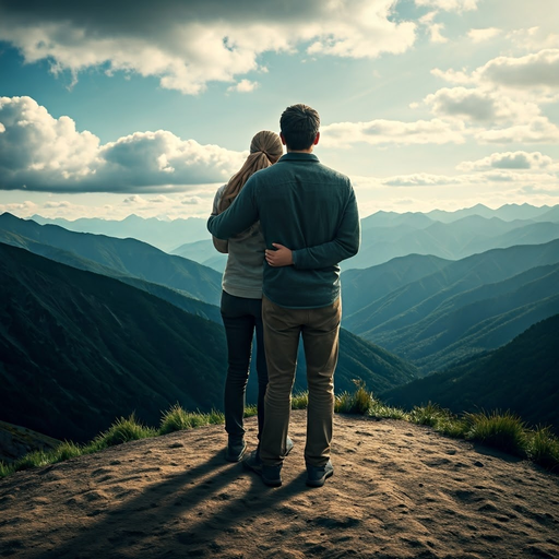 Love Amidst the Peaks: A Couple’s Moment of Awe